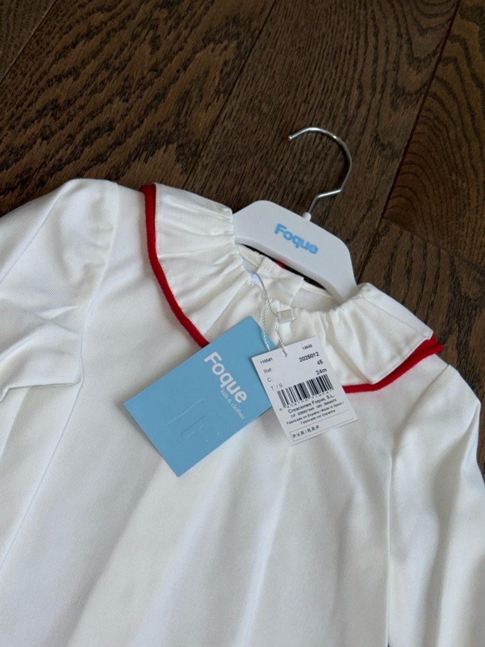 NWT Foque Spanish Heritage White Blouse with Red Ruffle Collar - 24M - Picture 2 of 7